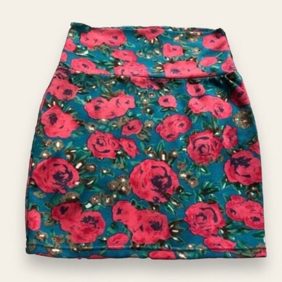 Swoon small tight fitted blue & pink floral bodycon skirt - Picture 1 of 5